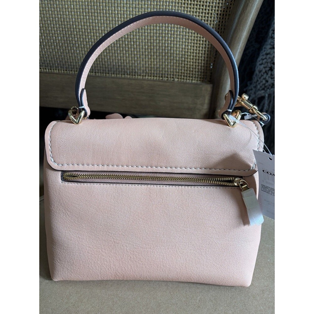 COACH CDY44 Emory Top Handle Crossbody Bag Floral Appliqué Light Pink Leather - Picture 6 of 6